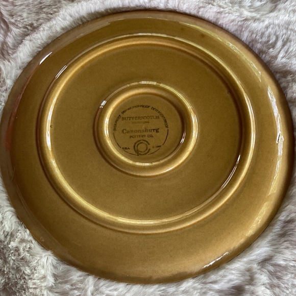 MCM 1960s Vintage Butterscotch Ironstone 11.5” Plate by Canonsburg Pottery Co. - Picture 3 of 8